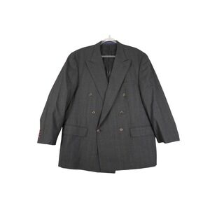 VTG Chaps Ralph Lauren Wool Blazer Men's 48 Stripe Double Breasted Lord & Taylor